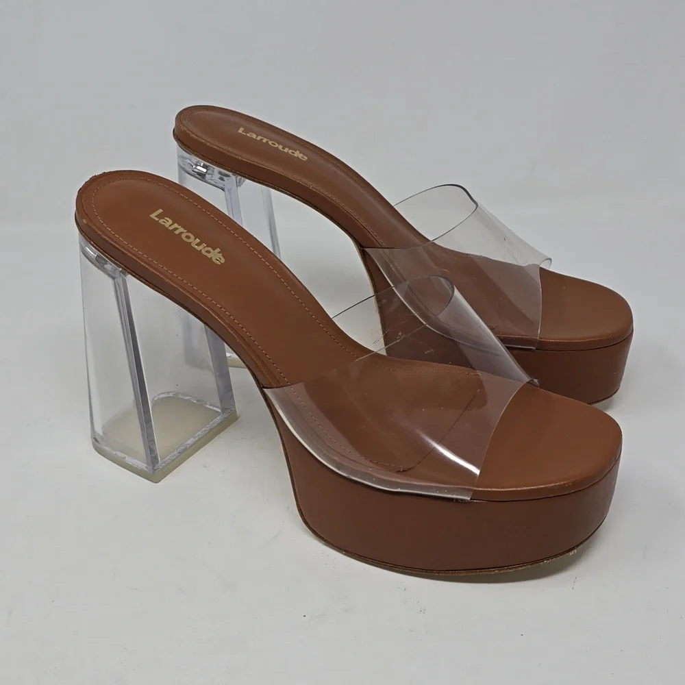 Larroude Dolly Lucite Vinyl Platform Women's Mules - Picture 3 of 8